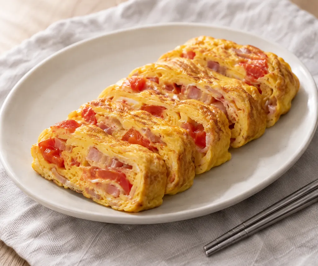トマトとベーコンの韓国卵焼きの完成イメージ
