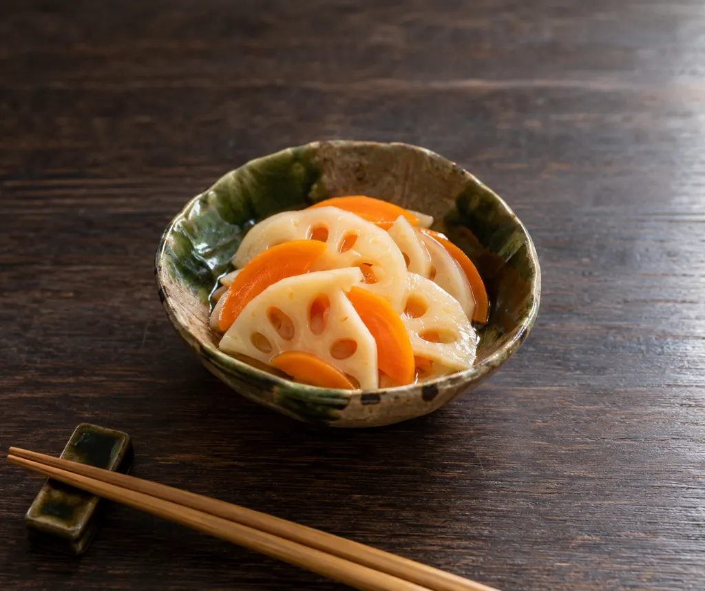 れんこんとにんじんの甘酢の物の完成イメージ