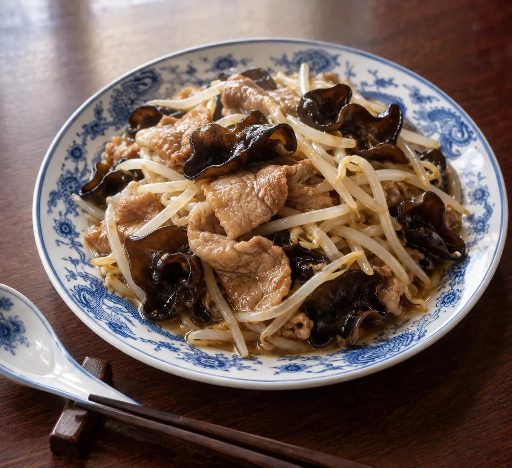 豚肩ロースときくらげのもやし中華炒めの完成イメージ