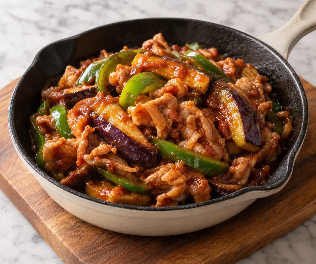 豚こま肉とピーマンのケチャップ煮の完成イメージ