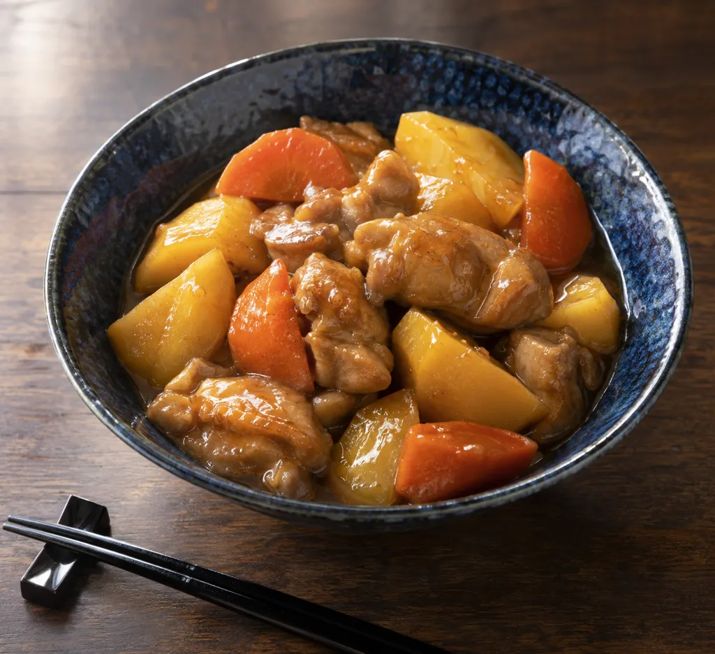 鶏肉とじゃがいもの甘味噌煮の完成イメージ