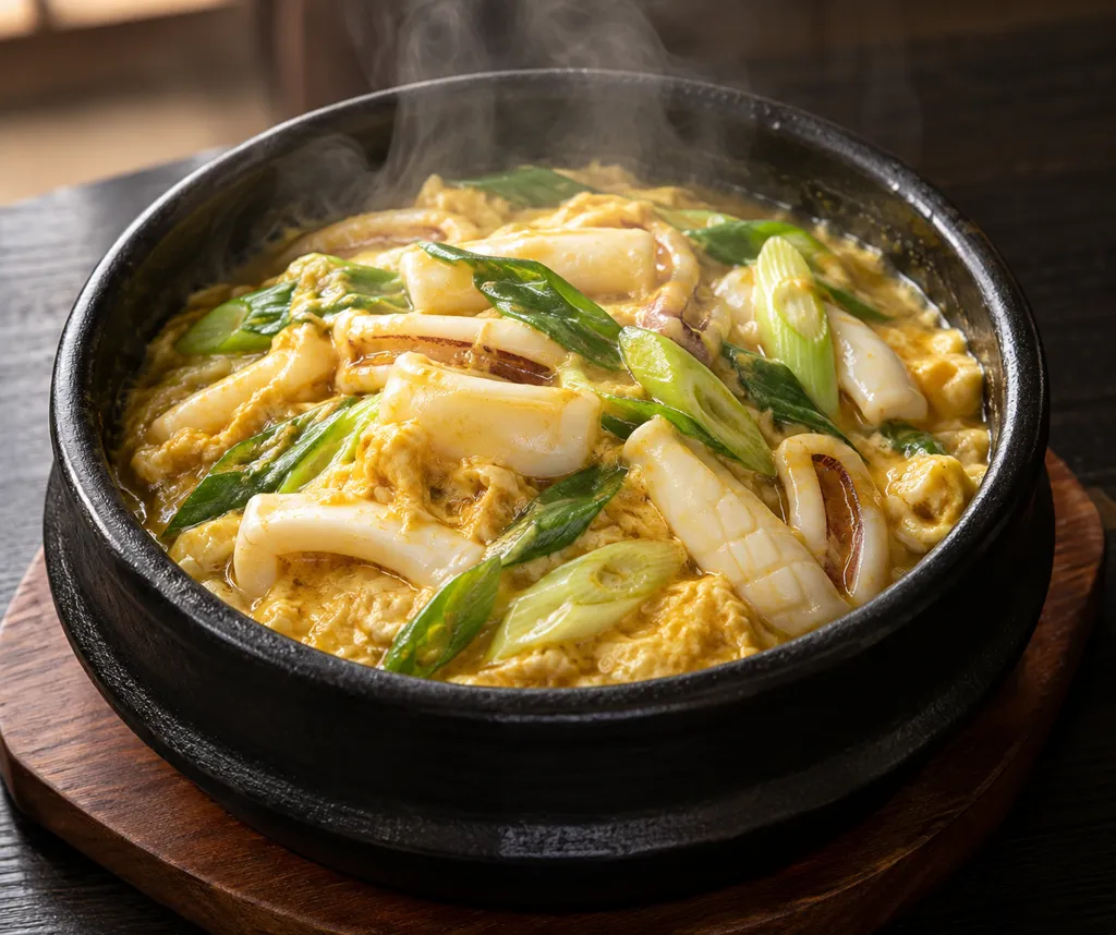 いかとねぎのタイ風カレー卵とじの完成イメージ
