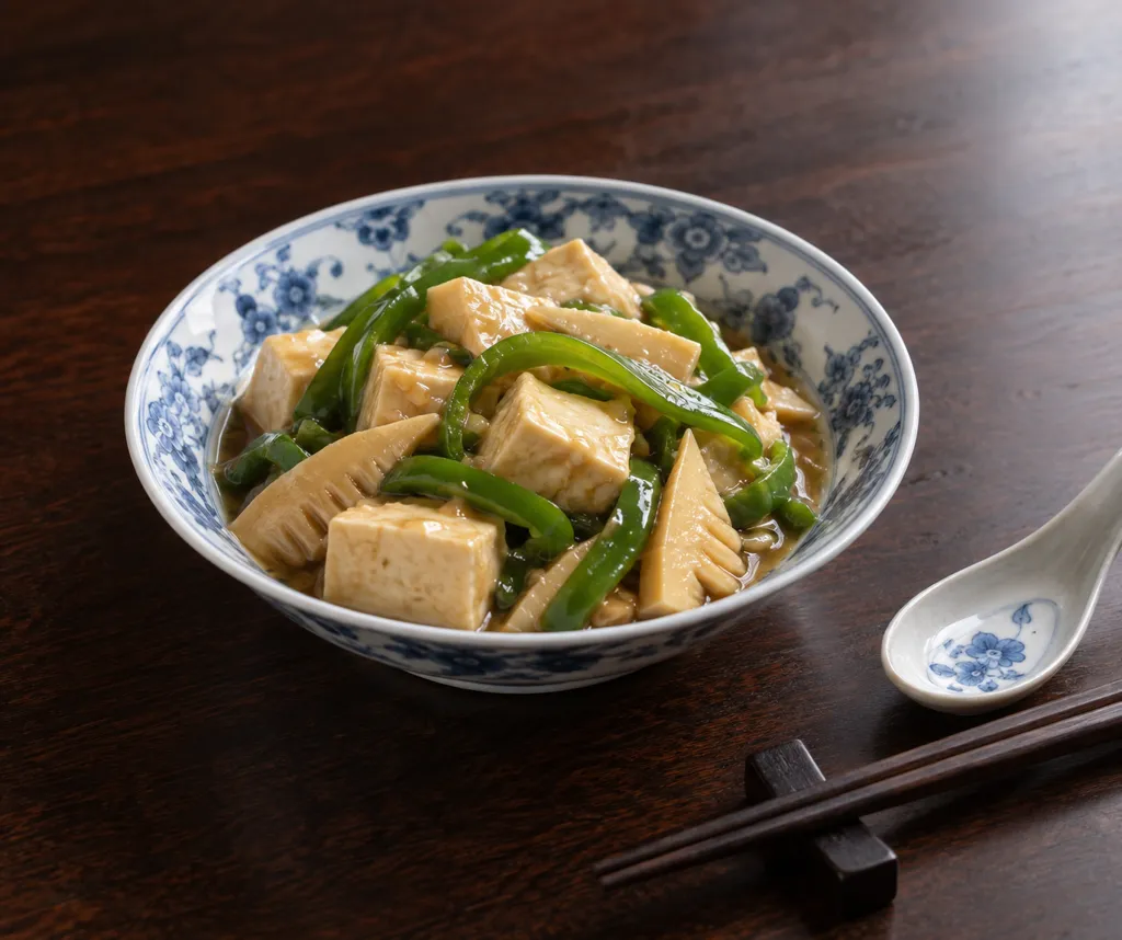 豆腐とピーマンの中華煮の完成イメージ
