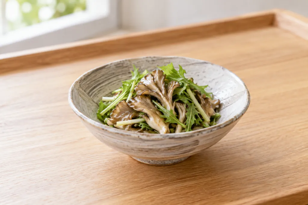 まいたけと水菜のわさび和えの完成イメージ
