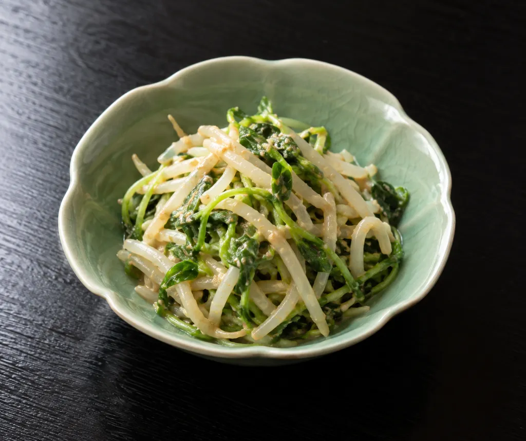 豆苗ともやしの中華ごま味噌和えの完成イメージ