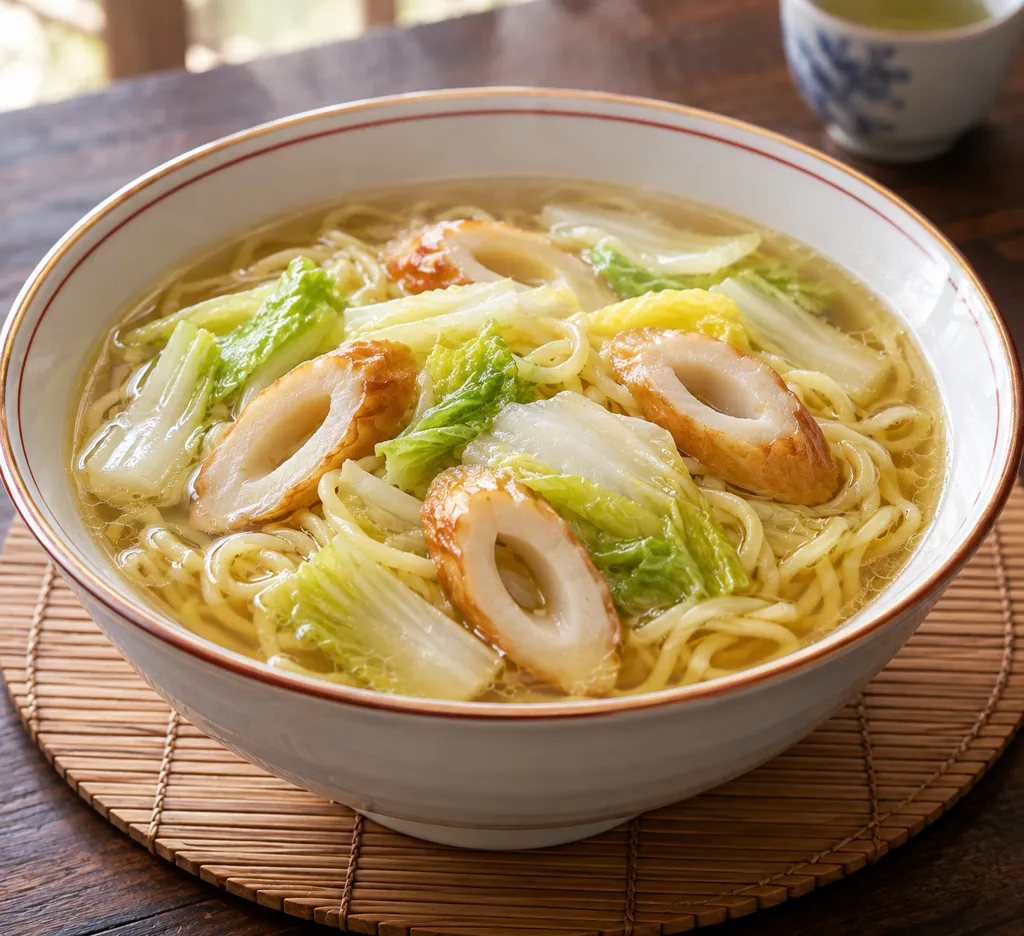 ちくわと白菜の中華スープ麺の完成イメージ