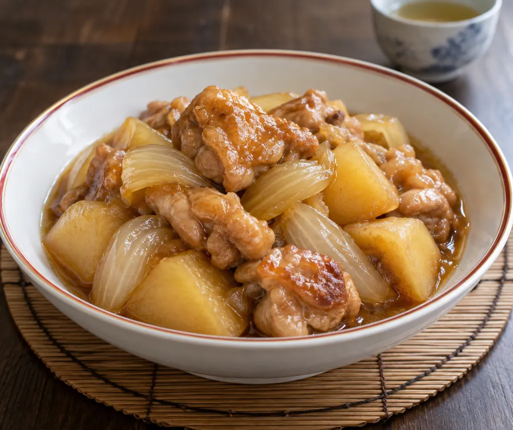 鶏もも肉と玉ねぎの中華肉じゃがの完成イメージ