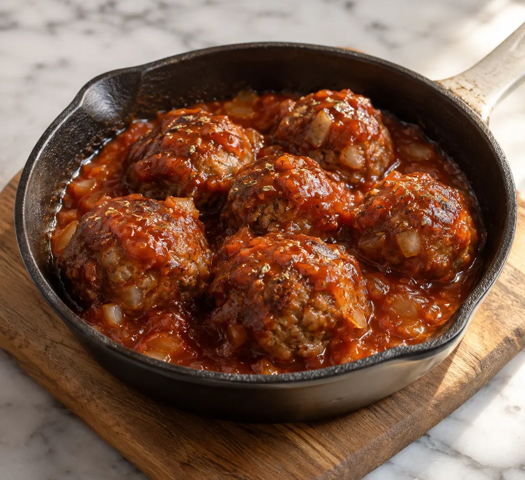 新玉ねぎの牛肉だんごケチャップ味の完成イメージ