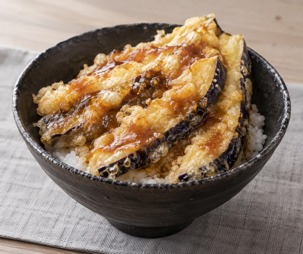 なすのしょうがだれ天丼の完成イメージ