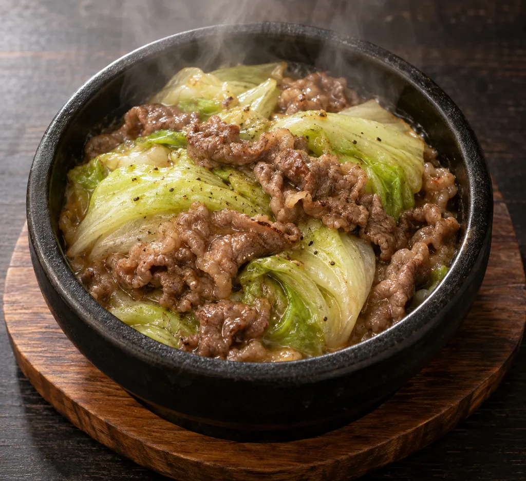 牛肉とレタスのナンプラーレモン焼きの完成イメージ