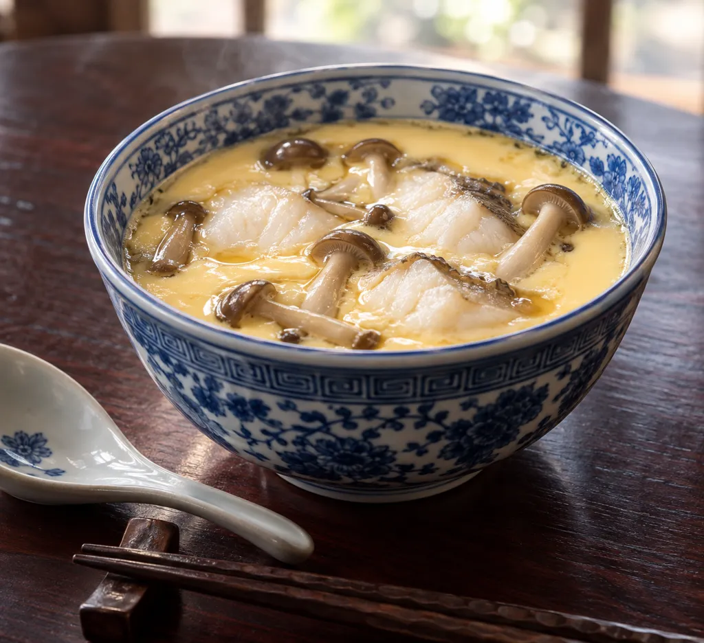 たらとしめじの中華茶碗蒸しの完成イメージ