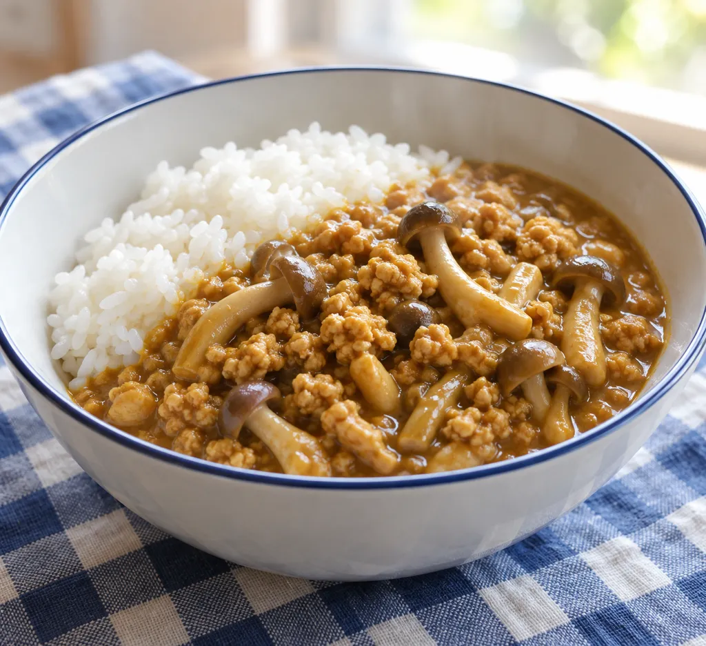 鶏肉としめじのそぼろカレーの完成イメージ