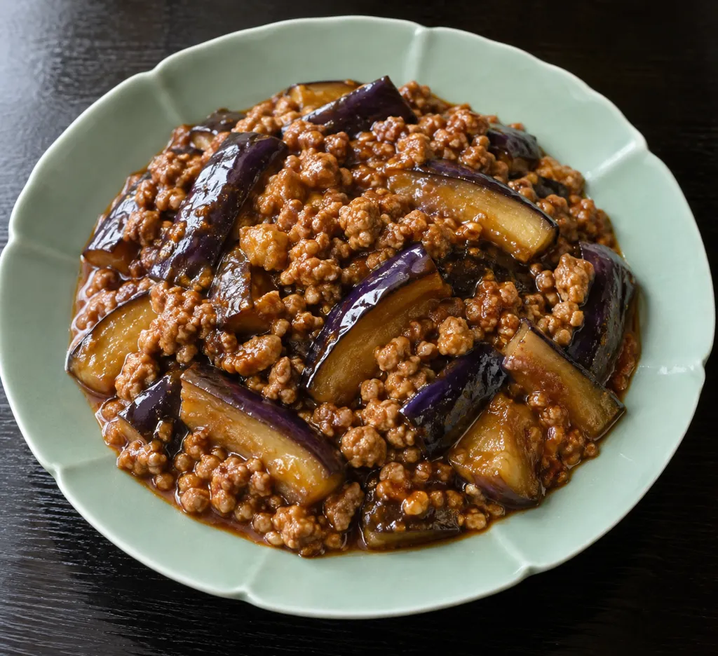 豚ひき肉となすの麻婆炒めの完成イメージ