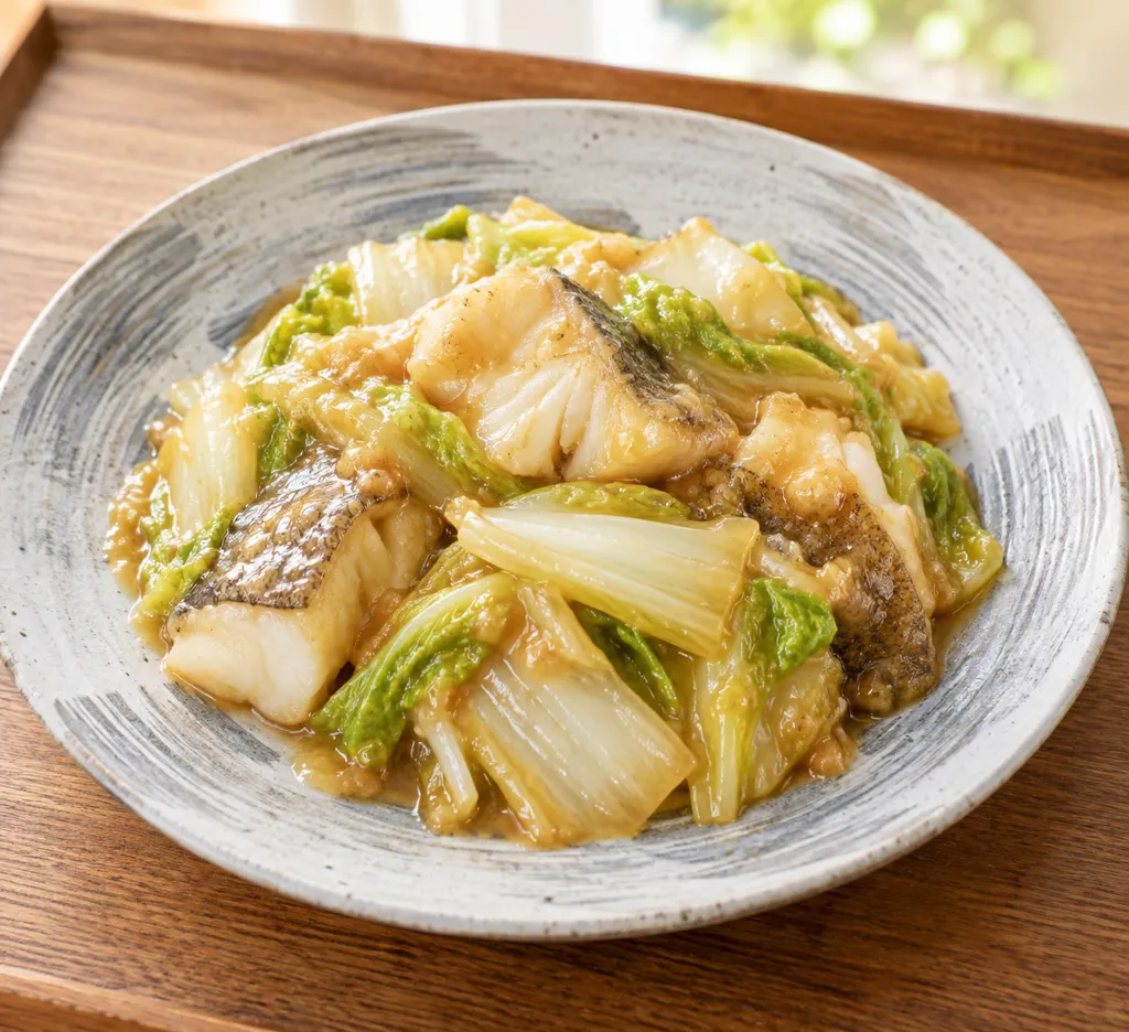 たらと白菜のやさしい甘味噌炒めの完成イメージ