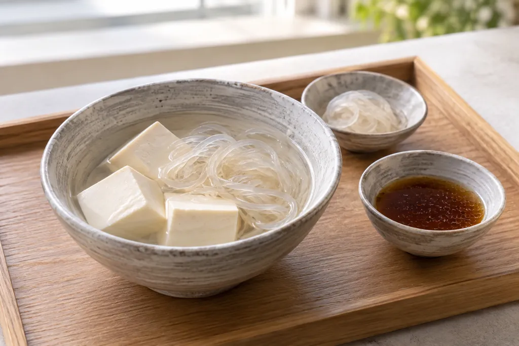 春雨の湯豆腐の完成イメージ