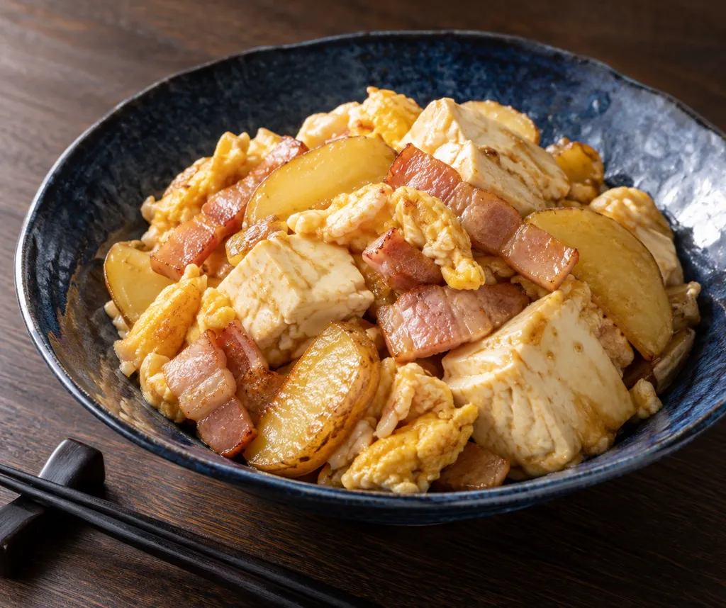 ベーコンとじゃがいものチャンプルーの完成イメージ