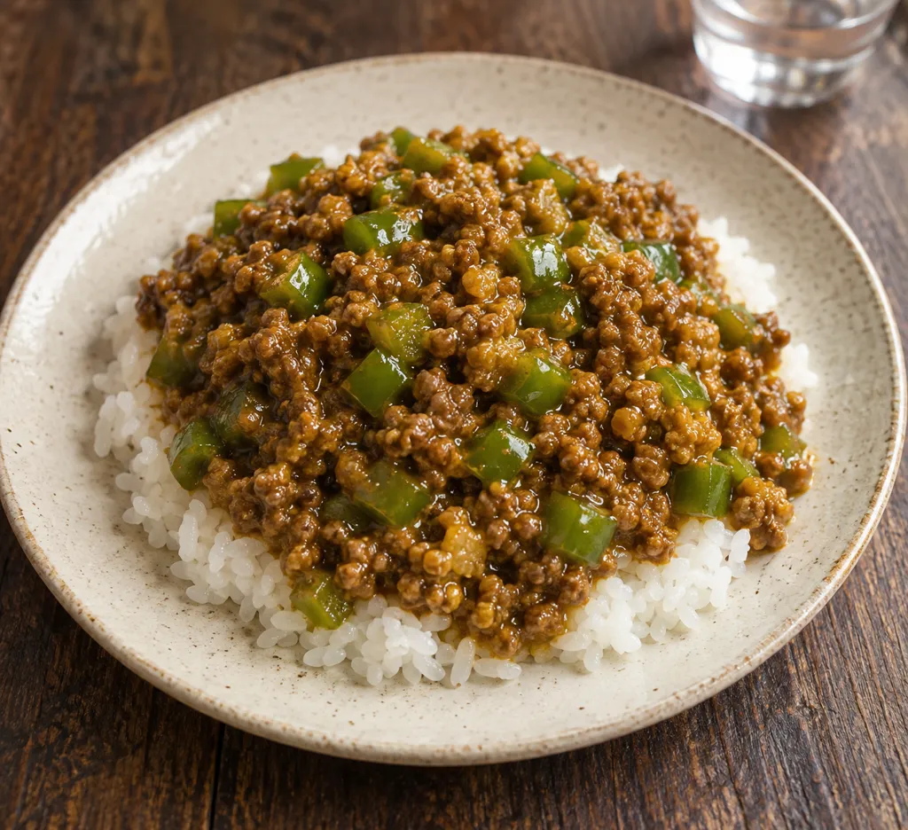 合いびき肉とピーマンのドライカレーの完成イメージ