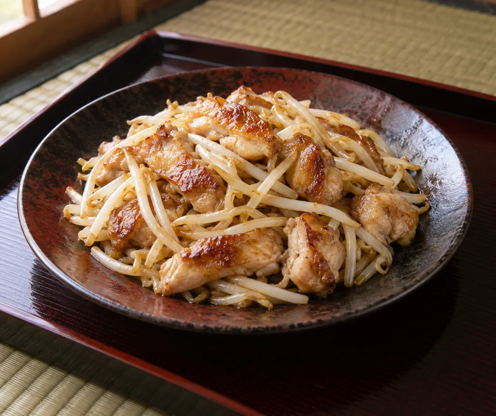 鶏もも肉ともやしのレモン醤油炒めの完成イメージ