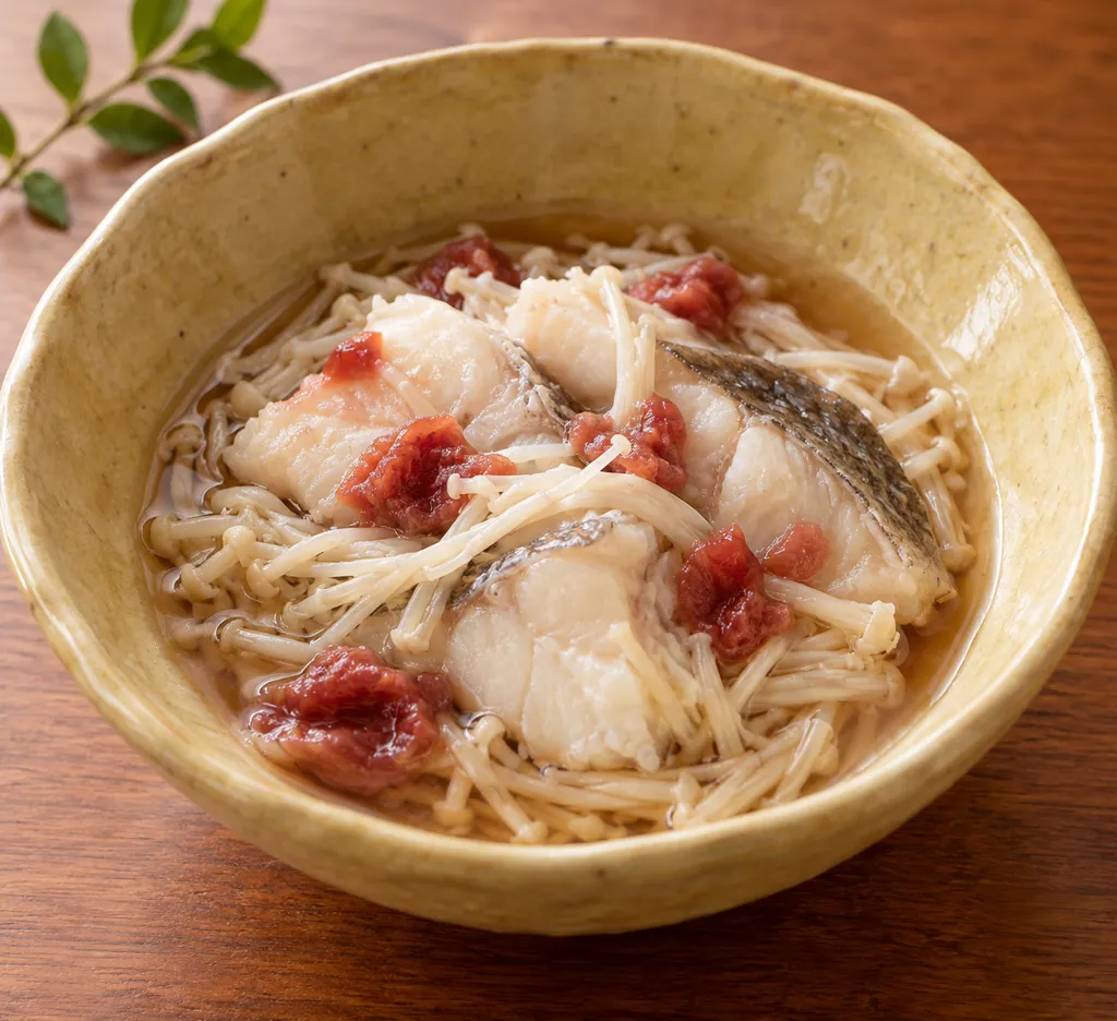 たらとえのきのレンジ梅煮の完成イメージ