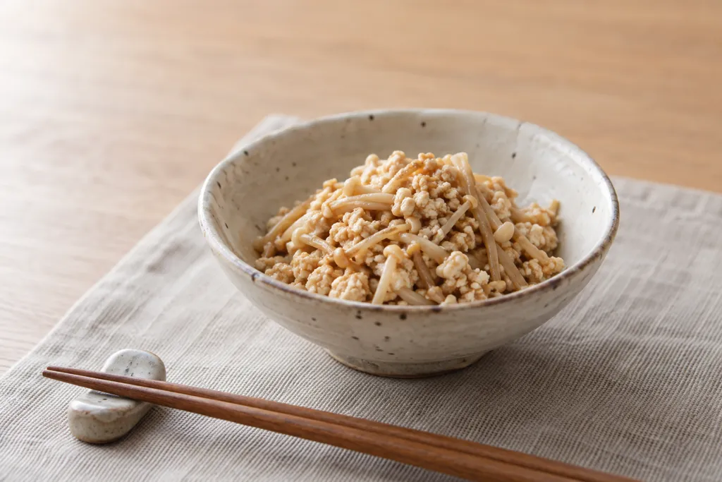 豆腐とえのきの甘辛そぼろの完成イメージ