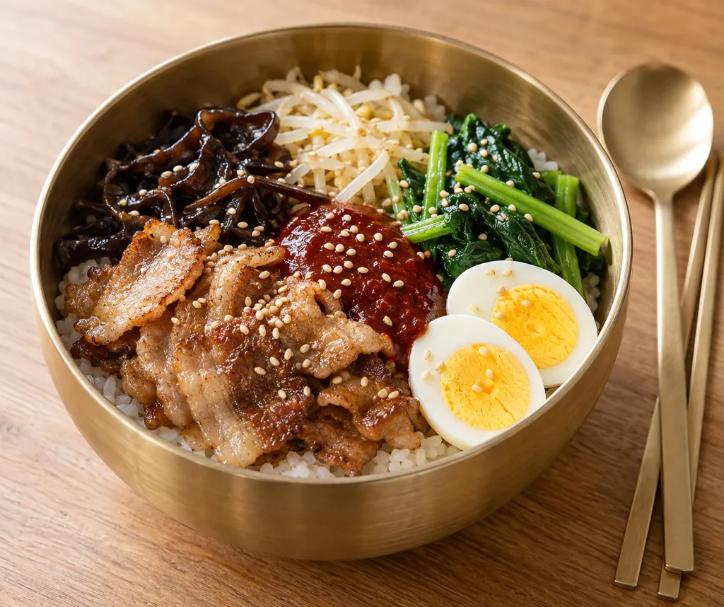 豚バラ肉ときくらげのビビンバの完成イメージ