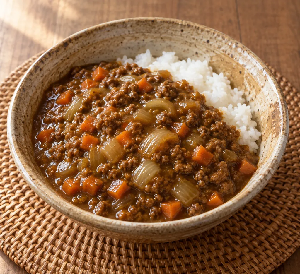 合いびき肉と玉ねぎの和風カレーの完成イメージ