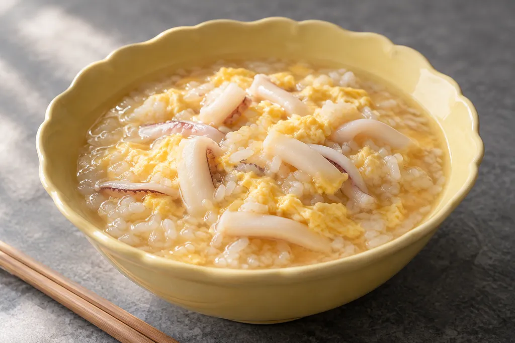 いかと卵のにんにく中華雑炊の完成イメージ