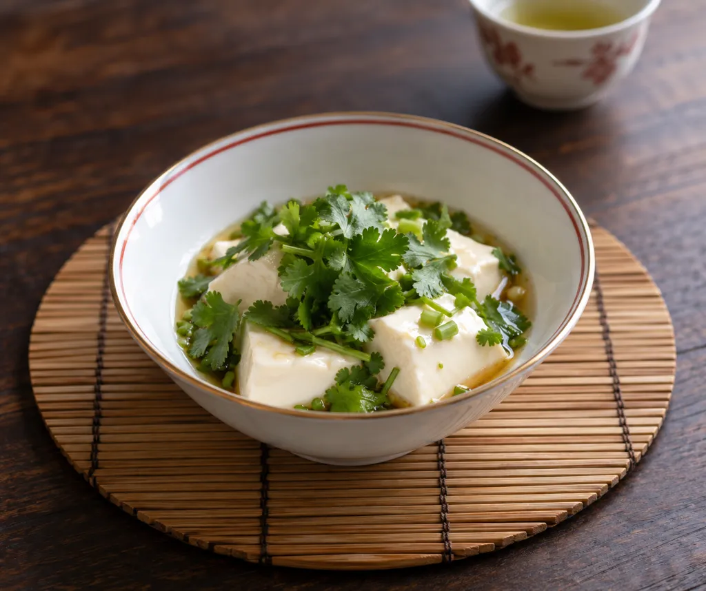 豆腐とパクチーの中華だれがけの完成イメージ