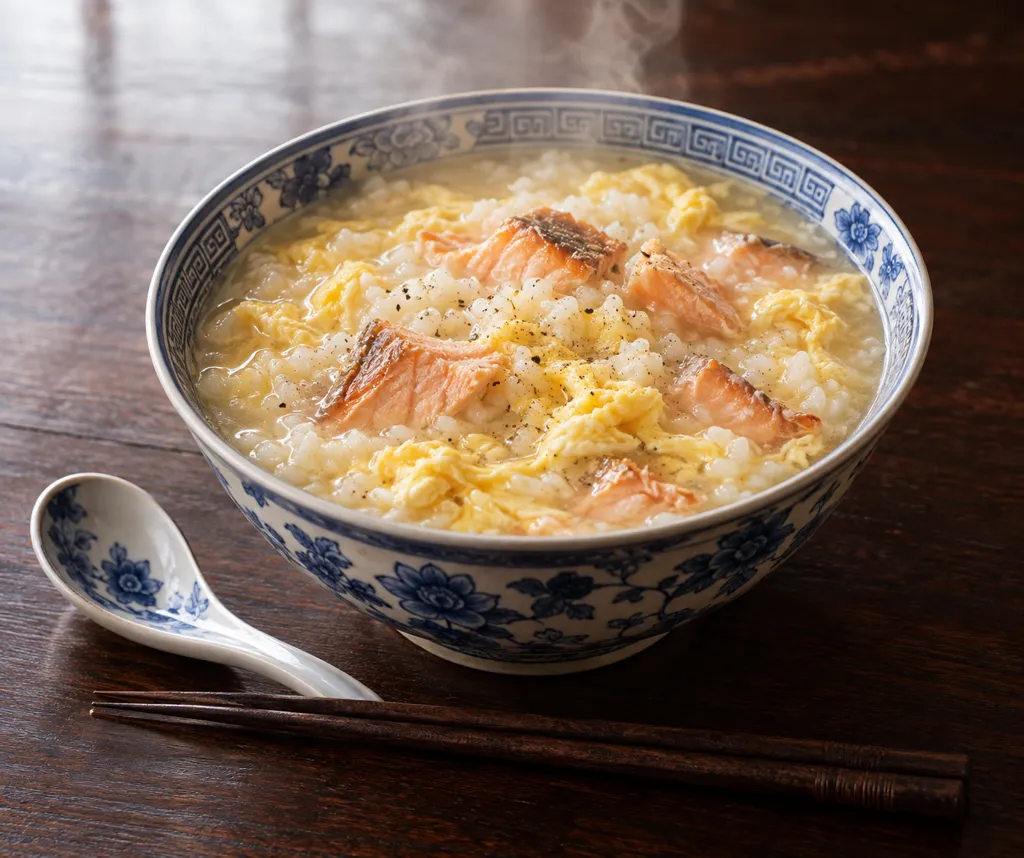 塩鮭と卵の中華雑炊の完成イメージ