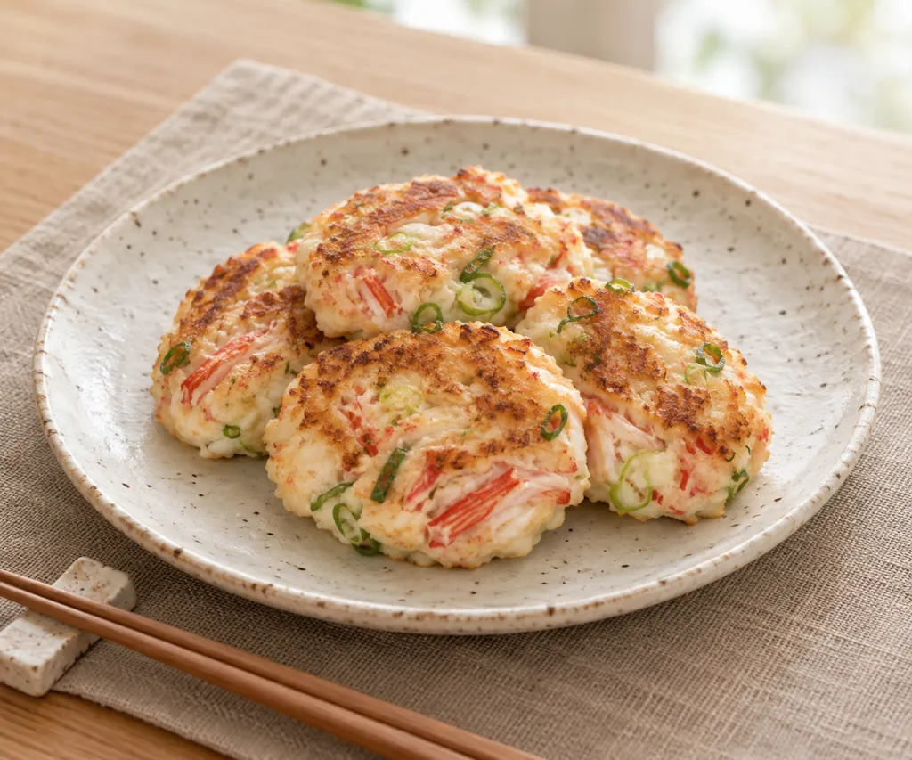はんぺんとかにかまのねぎ入り落とし焼きの完成イメージ