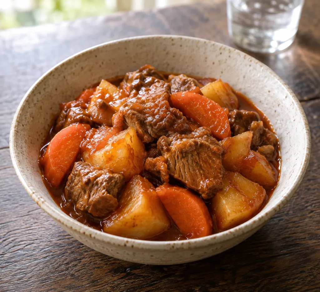 ラム肉とじゃがいものケチャップ煮の完成イメージ