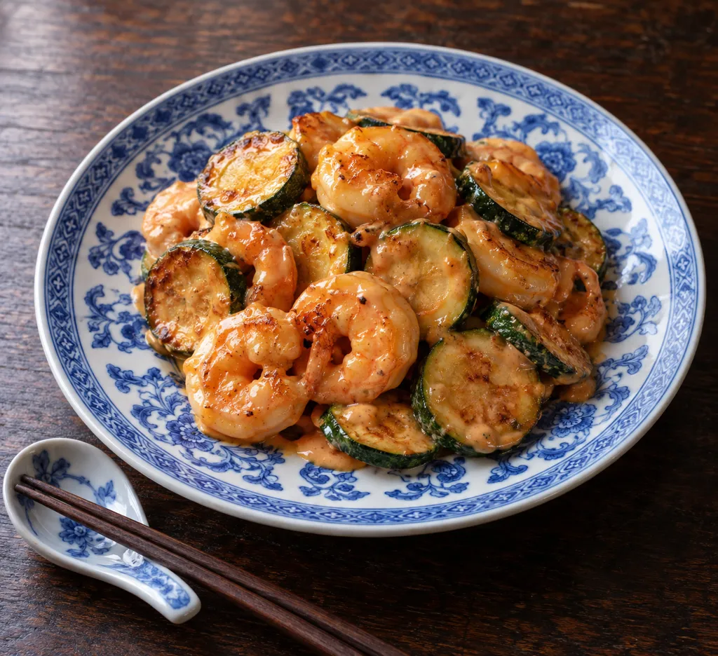 えびとズッキーニの中華マヨ和えの完成イメージ