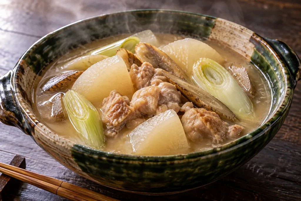 鶏もも肉とごぼうの味噌寄せ鍋の完成イメージ