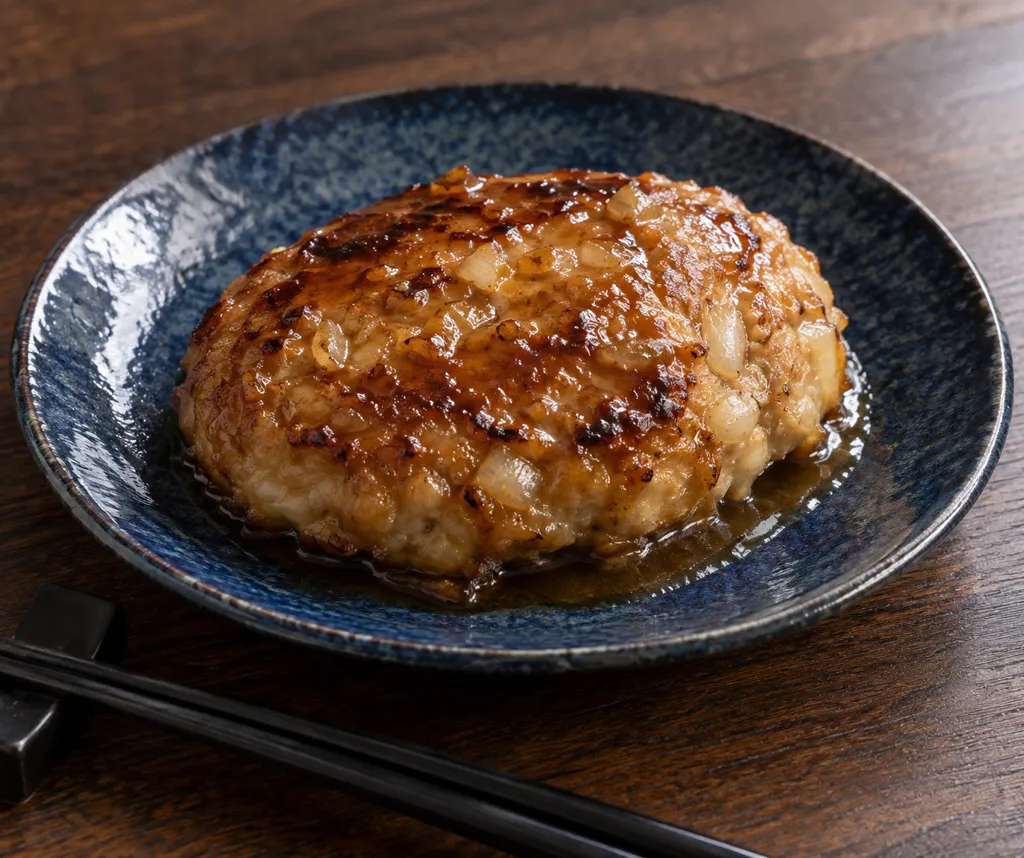 鶏肉と玉ねぎの味噌ハンバーグの完成イメージ