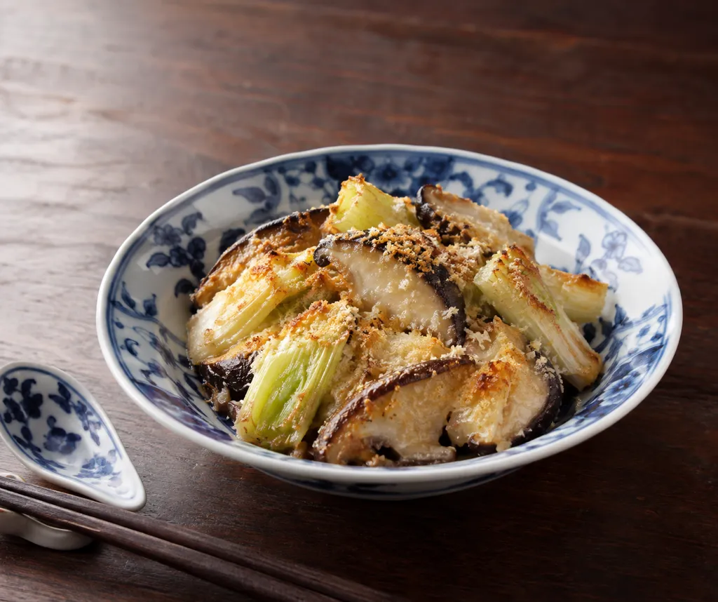 しいたけとねぎの中華味噌パン粉焼きの完成イメージ