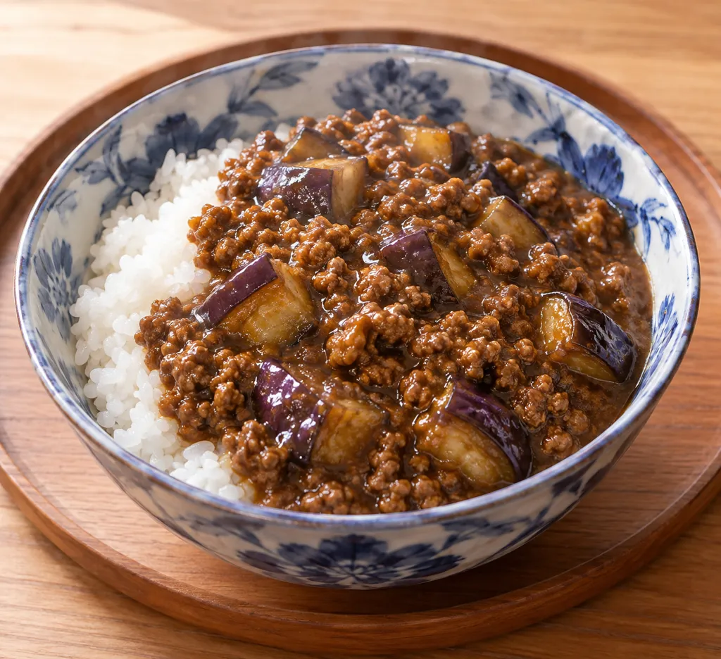 合いびき肉となすの和風そぼろカレーの完成イメージ
