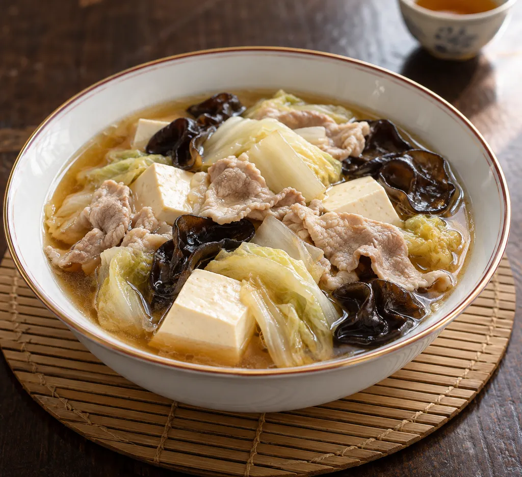 時短豚もも肉と豆腐の中華寄せ煮の完成イメージ