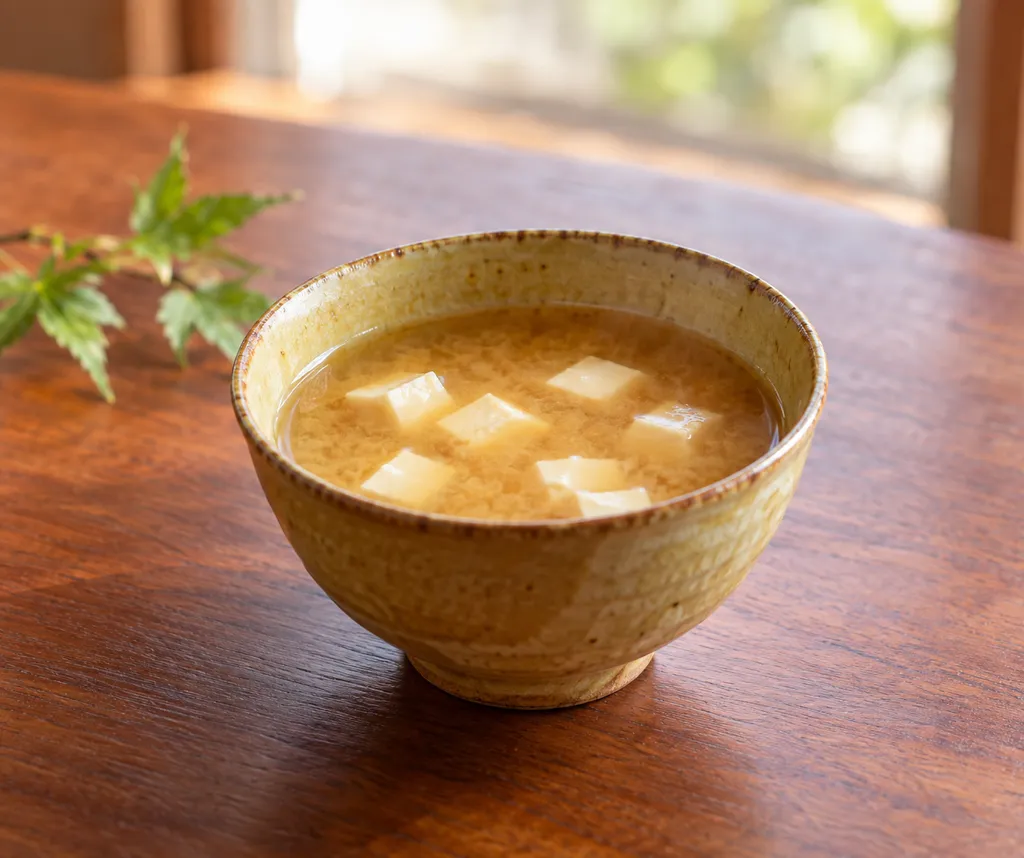 豆腐の即席味噌汁の完成イメージ