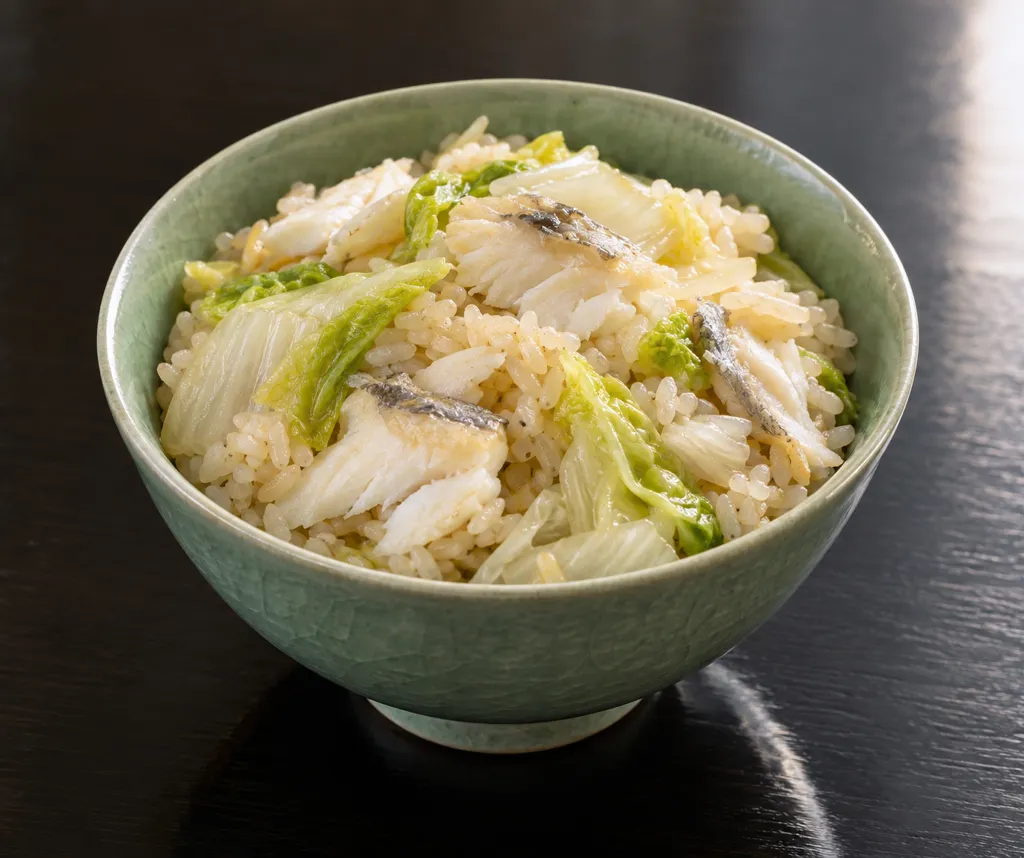 たらと白菜の中華炊き込みご飯の完成イメージ