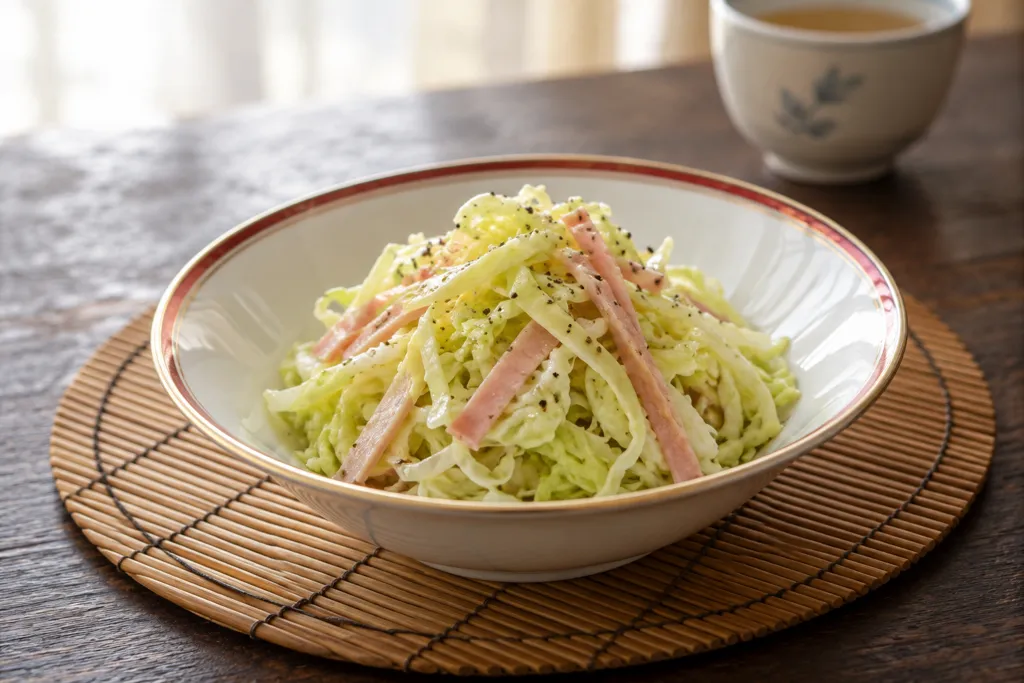 キャベツとハムの中華サラダの完成イメージ