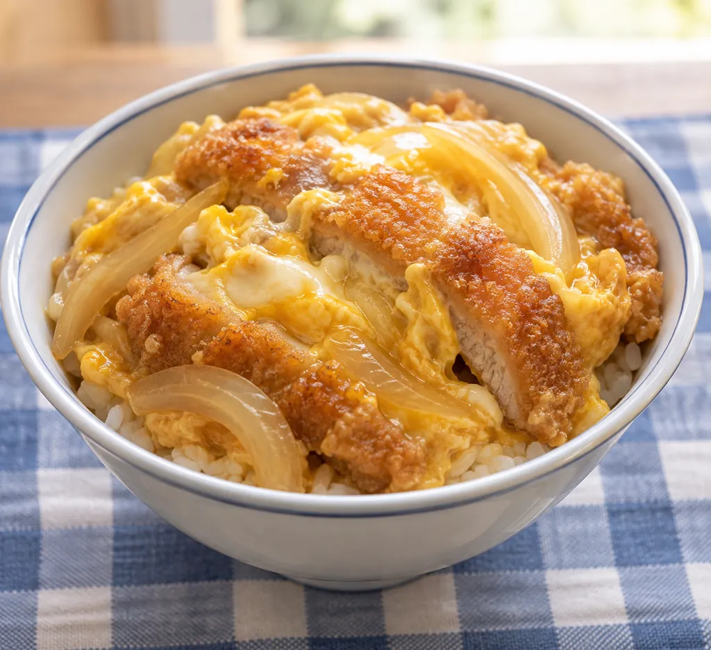 豚肉と玉ねぎの卵とじかつ丼の完成イメージ