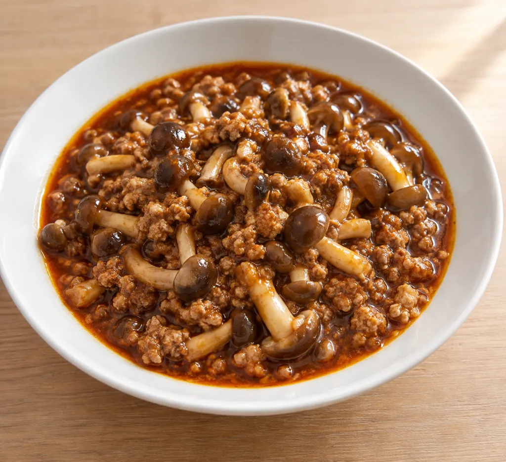 豚ひき肉としめじの麻婆の完成イメージ