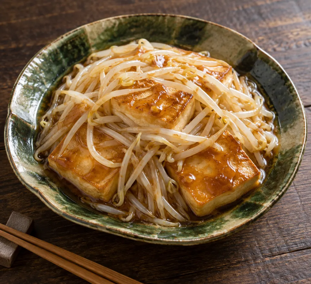 豆腐ともやしのとろみ醤油ステーキの完成イメージ