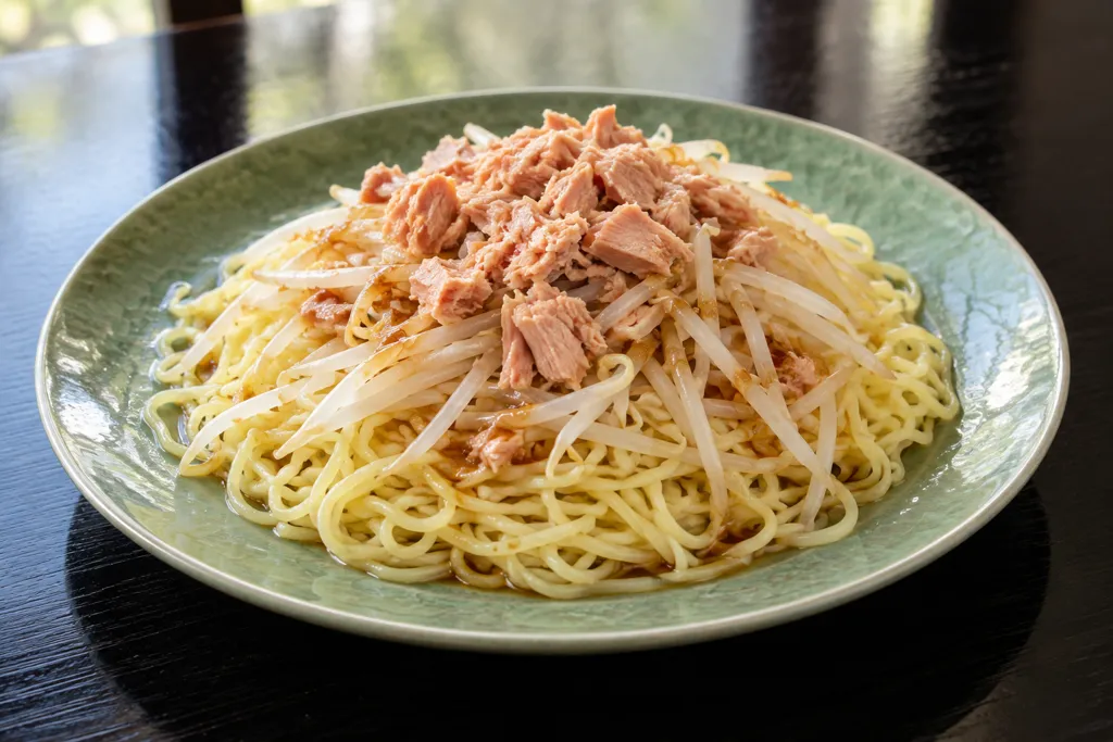 ツナともやしの冷やし中華の完成イメージ