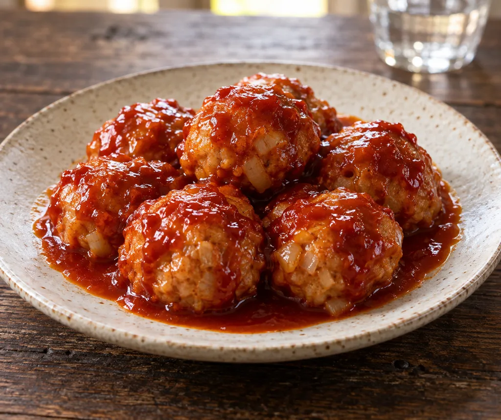玉ねぎの鶏肉だんごケチャップ味の完成イメージ