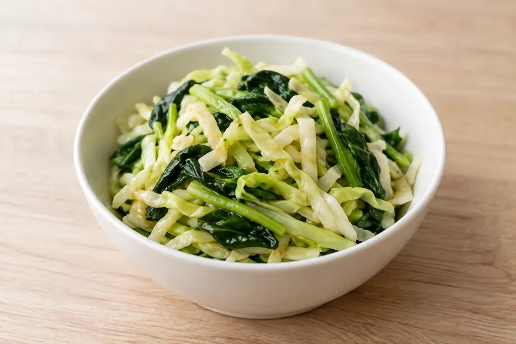 キャベツとほうれん草の中華サラダの完成イメージ