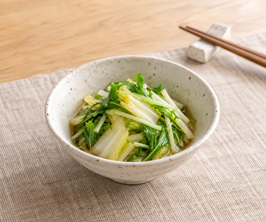 白菜と水菜のさっぱりレンジおひたしの完成イメージ