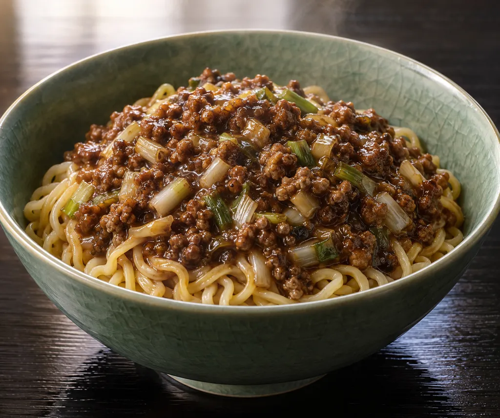 豚ひき肉とねぎのジャージャー麺の完成イメージ