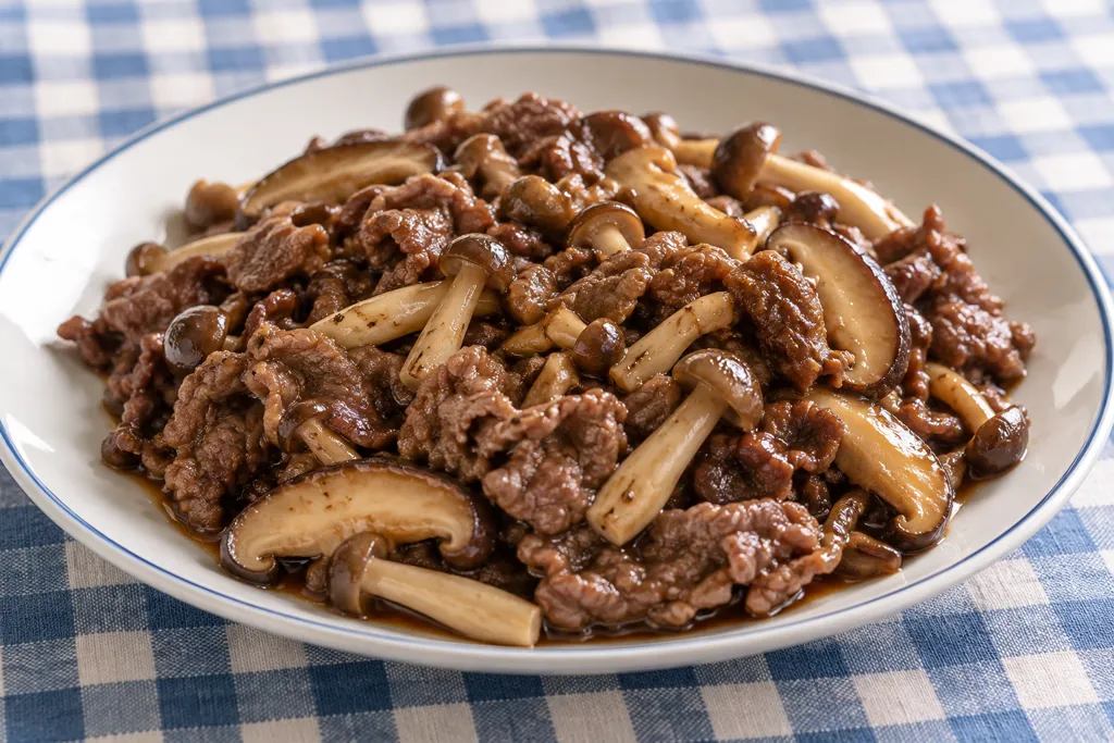牛こま肉としめじの甘辛炒めの完成イメージ