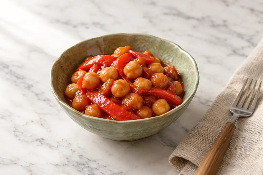 ひよこ豆とパプリカのケチャップ煮の完成イメージ